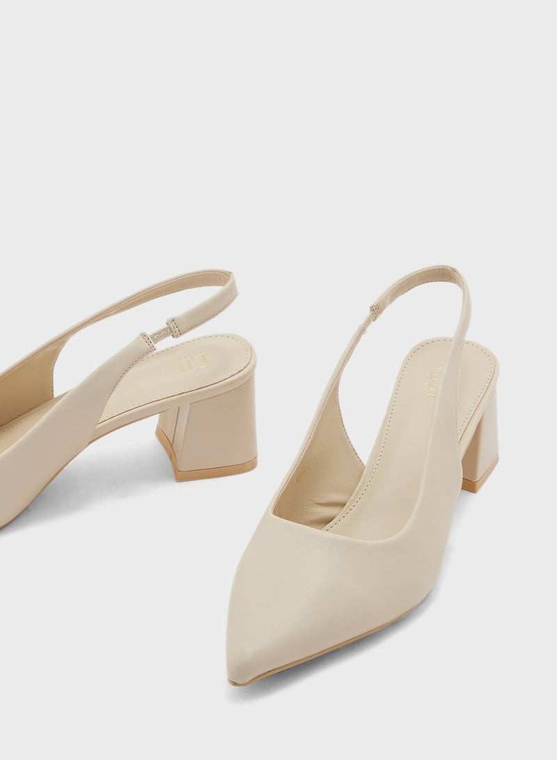 ELLA Pointy Block Heel Sling Back Pump - Image 4