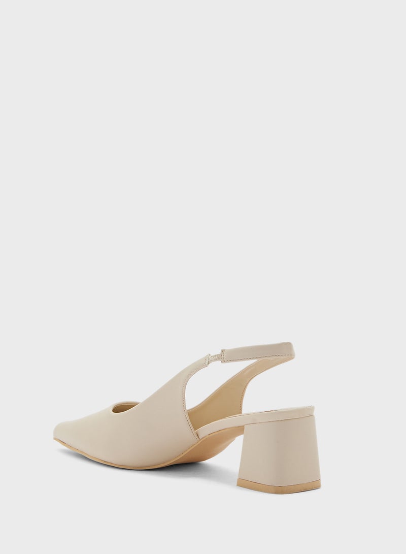 ELLA Pointy Block Heel Sling Back Pump - Image 3