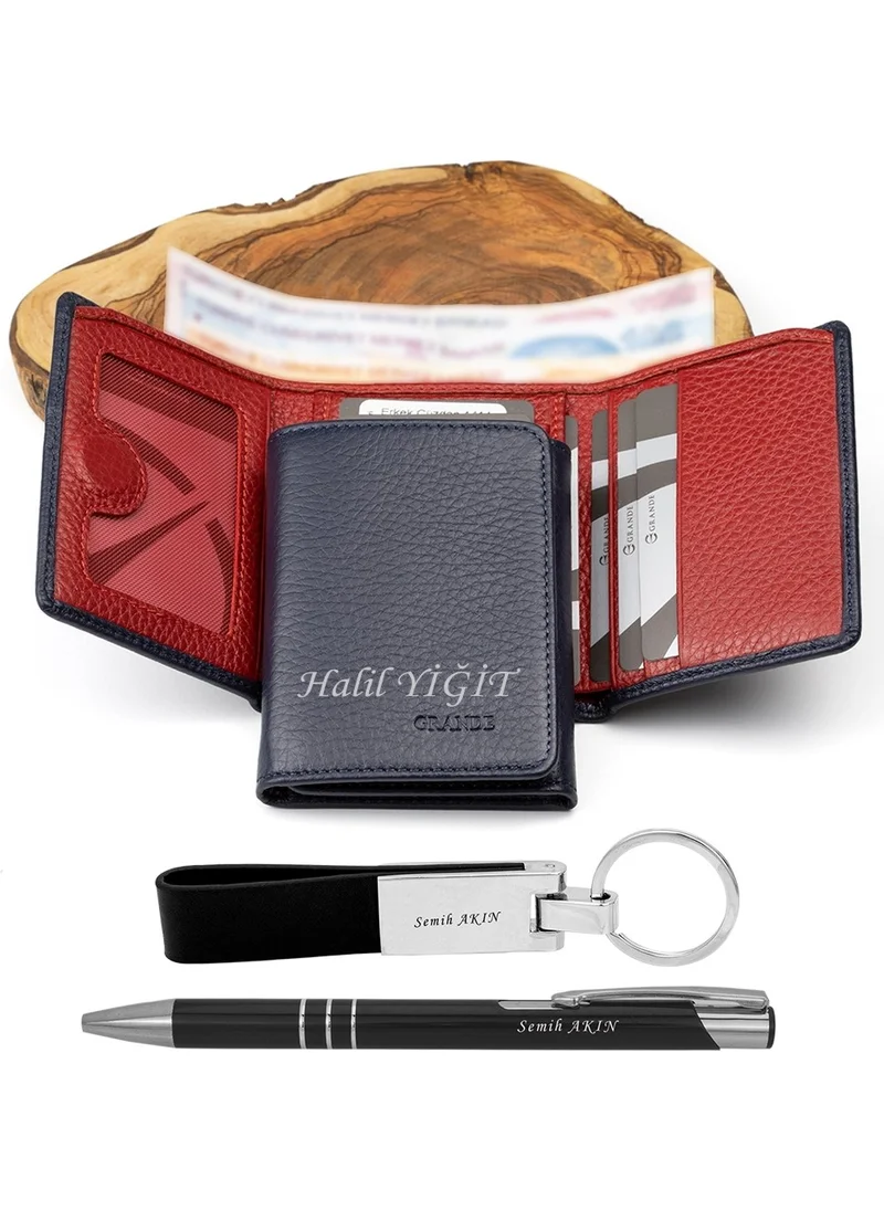 Grande 1414 Genuine Leather Magnetic Personalized Men's Wallet