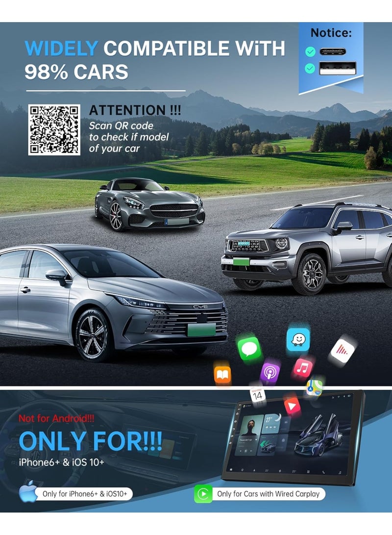 TUNKE 2-in-1 Wireless Car Adapter for CarPlay & Android Auto – Convert Wired to Wireless CarPlay & Android Auto, Plug & Play, Fast Connection, No Lag, USB/USB-C, for iPhone & Android Phones - Image 5