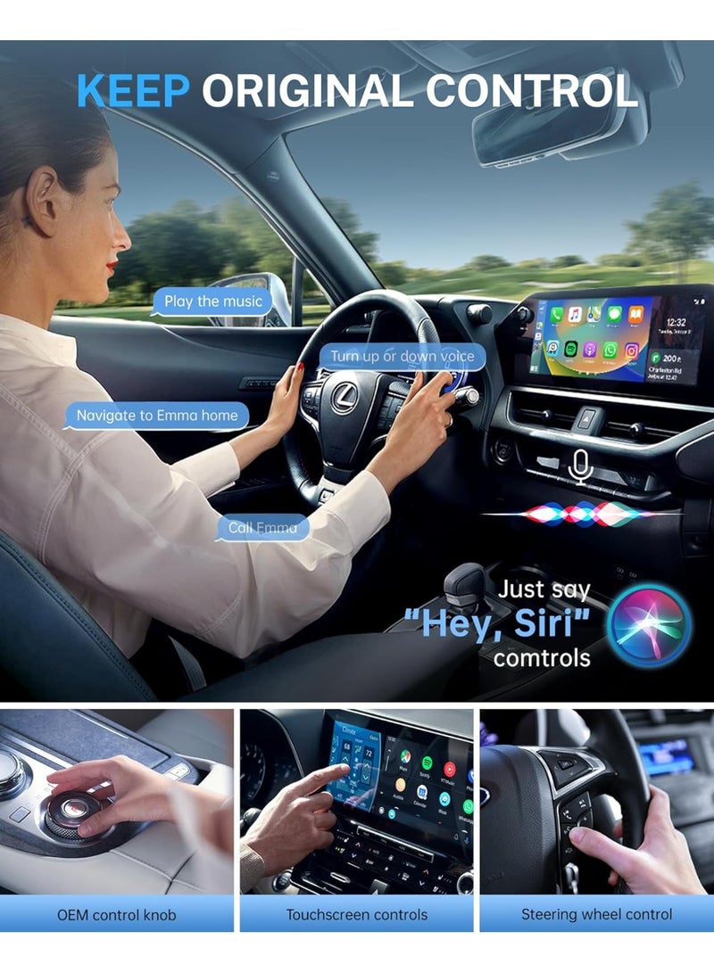 TUNKE 2-in-1 Wireless Car Adapter for CarPlay & Android Auto – Convert Wired to Wireless CarPlay & Android Auto, Plug & Play, Fast Connection, No Lag, USB/USB-C, for iPhone & Android Phones - Image 2