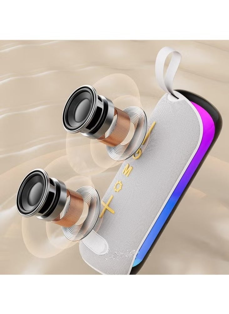 WISME WS-Y5 Wireless Portable Bluetooth Speaker with RGB Colorful Lighting, Multiple Input Options, and Button Control – High-Quality Sound, Compact Design – Grey.  - Image 3