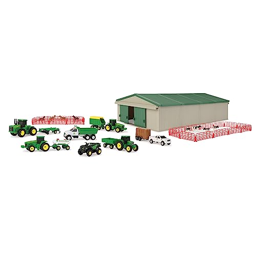 TOMY مجموعة ألعاب المزرعة من تومي جون دير - مقياس 1:64 - تشمل حيوانات المزرعة، حظيرة الآلات، جرارات اللعب، شاحنات اللعب، وأدوات المزرعة - 70 قطعة - 8 سنوات وما فوق - Image 1