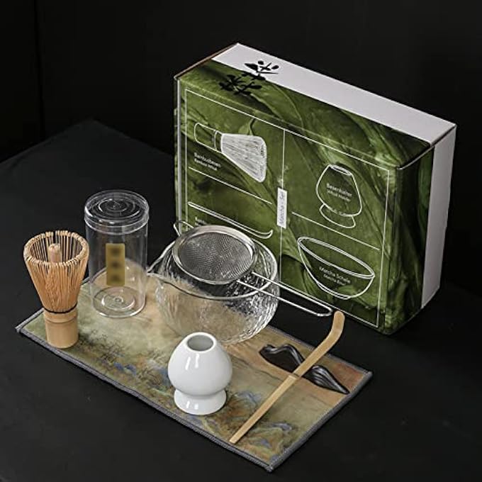 Unity Matcha Whisk Set Japanese Tea Set 7Pcs Bamboo Whisk Chasen Scoop Sieve Matcha Bowl  Whisk Holder Perfect Kit For Japanese Matcha Tea Preparation - Image 2