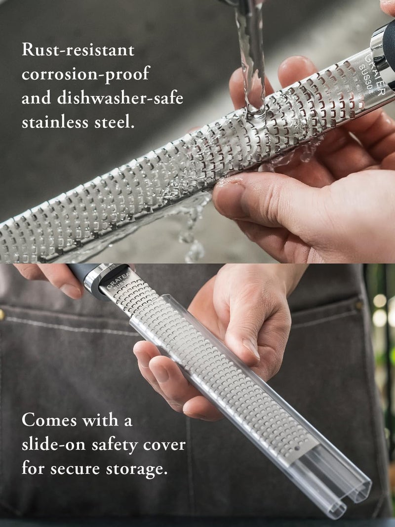 OROSSO Grater, Lemon Zester Cheese Grater, Cheese Shavings, Parme Cheese, Ginger, Garlic, Zester Grater (black) - Image 5