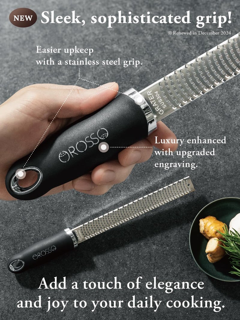 OROSSO Grater, Lemon Zester Cheese Grater, Cheese Shavings, Parme Cheese, Ginger, Garlic, Zester Grater (black) - Image 4