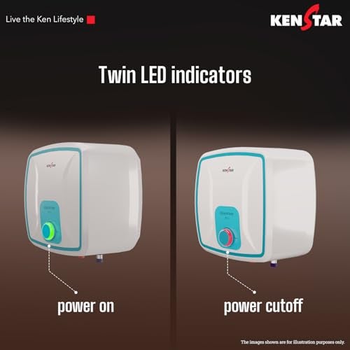 Kenstar Quantum Pro 10-L with LED Indicator & Free Pipe, 5 Star Rated Storage Square Water Heater with Superior Glassine Coated Tank, Powerful 2000W Heating Element, (White and Blue) - Image 3