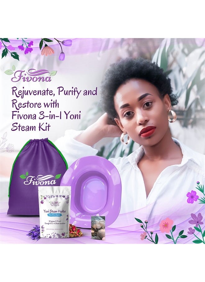 FIVONA - Fivona Yoni Steaming Kit 3-in-1 Bundle of Expandable Steaming Seat for Toilet Storage Bag and All Natural Blue Moon Herbal Blend for V-Steam Therapy Cleansing Detox Tightening Fertility Increase - Image 1