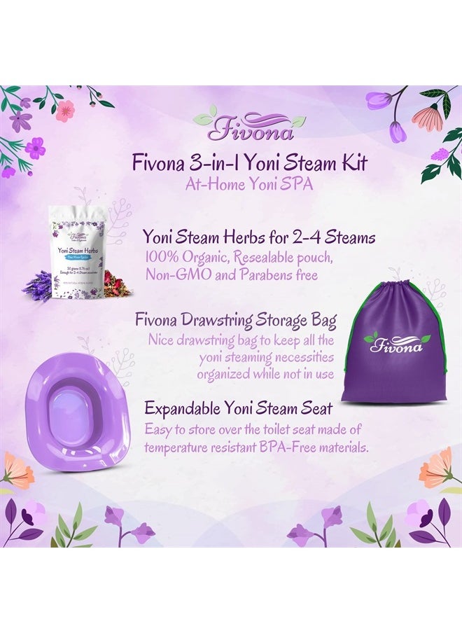 FIVONA - Fivona Yoni Steaming Kit 3-in-1 Bundle of Expandable Steaming Seat for Toilet Storage Bag and All Natural Blue Moon Herbal Blend for V-Steam Therapy Cleansing Detox Tightening Fertility Increase - Image 1