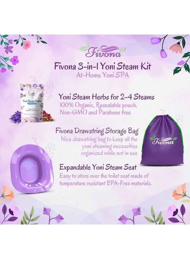 FIVONA مجموعة التبخير Fivona Yoni مجموعة 3 في 1 من مقعد التبخير القابل للتوسيع لحقيبة تخزين المرحاض وجميع مزيج الأعشاب الطبيعية من Blue Moon للعلاج بالبخار على شكل V وتنظيف السموم وشد الخصوبة - Image 2