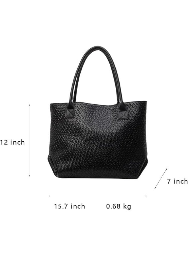 Arabest Woven Leather Tote Handbag Fashion Luxury Large Capacity Shoulder Bag - Image 2