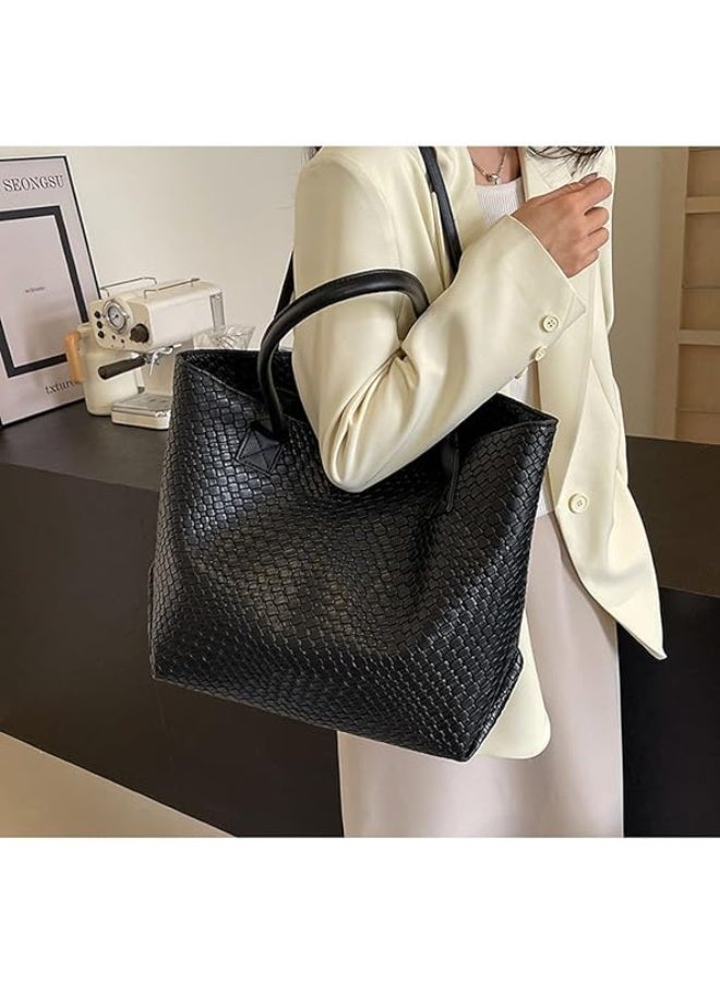 Arabest Woven Leather Tote Handbag Fashion Luxury Large Capacity Shoulder Bag - Image 4