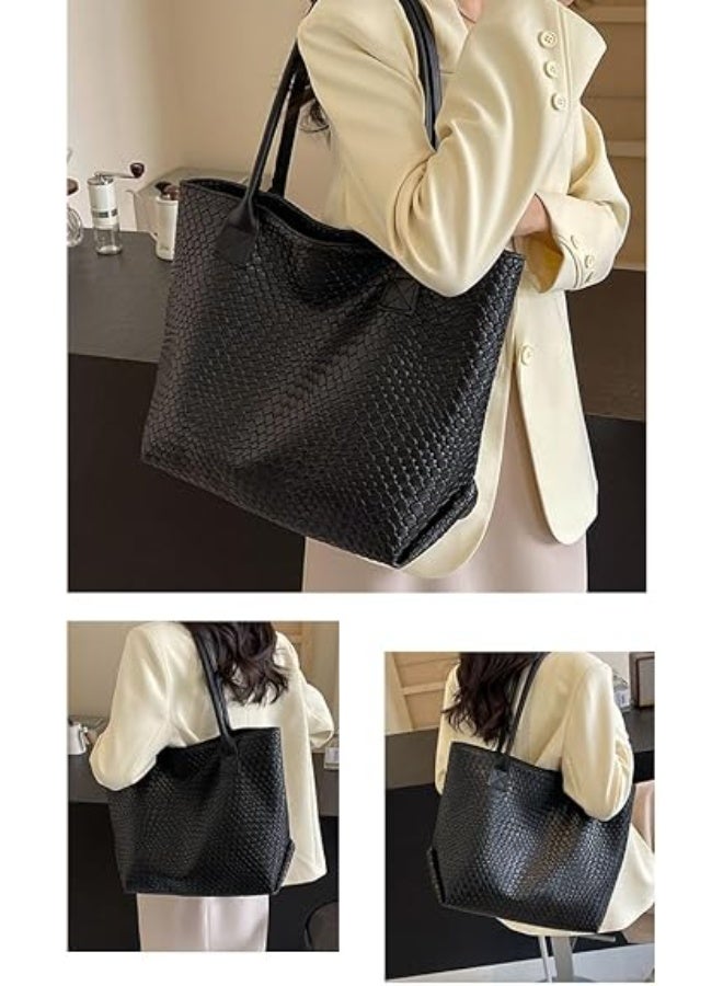 Arabest Woven Leather Tote Handbag Fashion Luxury Large Capacity Shoulder Bag - Image 5