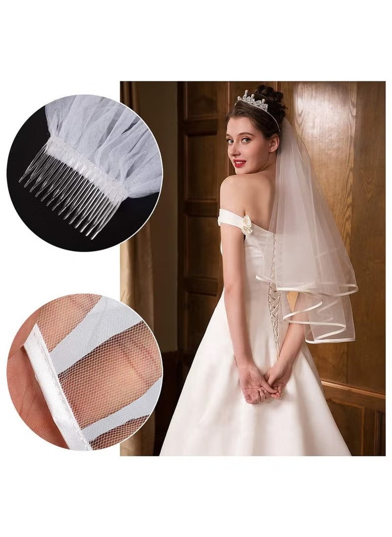 XiuWoo Women Bride To Be Printed Sash With Shoulder Length Veil Party Set  - Image 2