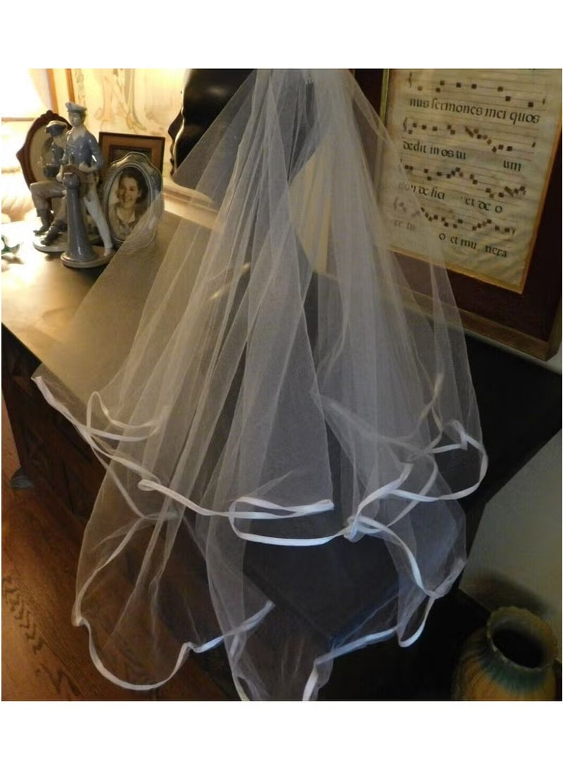 سيلاديفو طقم حفلات للعروس المنتظرة، يتضمن وشاحًا مطبوعًا وطرحة بطول الكتف - Image 3