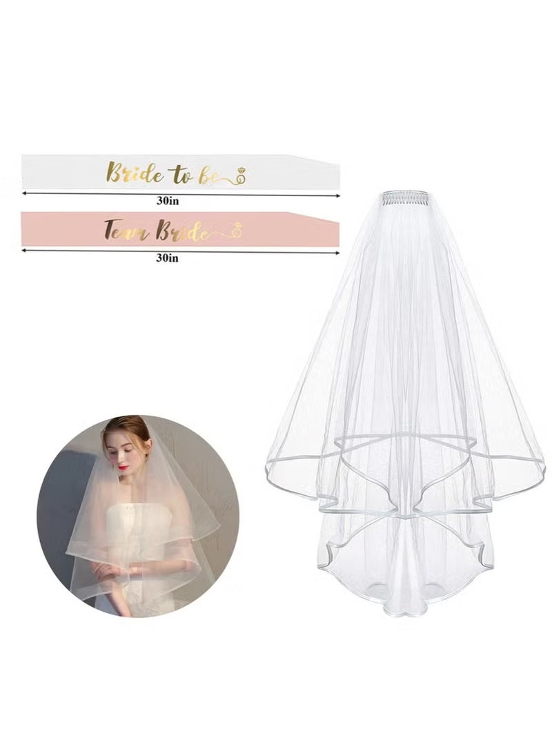 سيلاديفو طقم حفلات للعروس المنتظرة، يتضمن وشاحًا مطبوعًا وطرحة بطول الكتف - Image 5