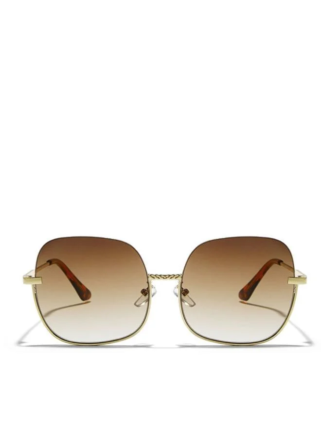 Blackout GEO Women Japanese Gold Sunglasses - Frame Material: Metal- Frame Color: Japanese Gold-Lens Color: Brown  - Full Rim
