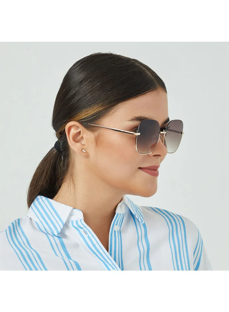 Blackout GEO Women Japanese Gold Sunglasses - Frame Material: Metal- Frame Color: Japanese Gold-Lens Color: Brown  - Full Rim
