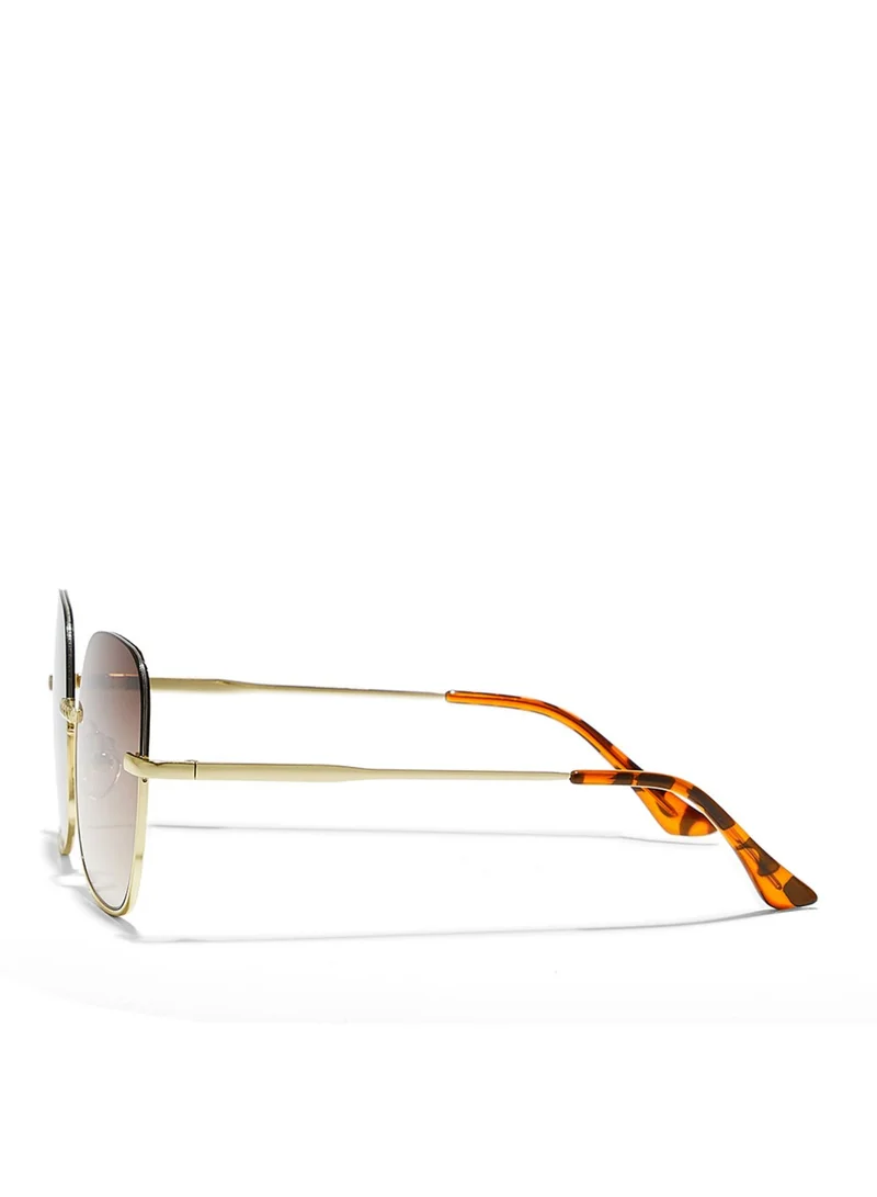 Blackout GEO Women Japanese Gold Sunglasses - Frame Material: Metal- Frame Color: Japanese Gold-Lens Color: Brown  - Full Rim