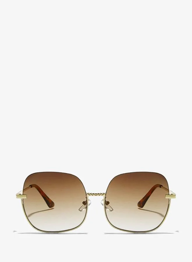 Blackout GEO Women Japanese Gold Sunglasses - Frame Material: Metal- Frame Color: Japanese Gold-Lens Color: Brown  - Full Rim