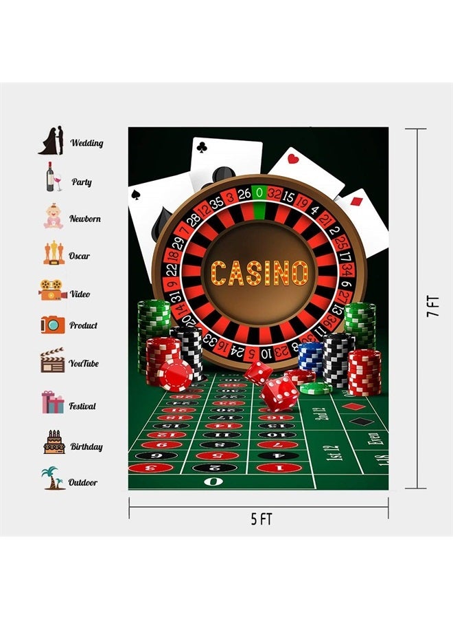 PHMOJEN Casino Backdrop Table Chip Poker Dice Roulette Photography Background Vinyl 5x7ft Photo Studio Props LYPH516 - Image 2