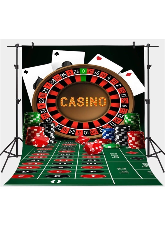 PHMOJEN Casino Backdrop Table Chip Poker Dice Roulette Photography Background Vinyl 5x7ft Photo Studio Props LYPH516 - Image 1