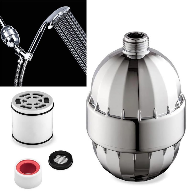 ARKZO Hard Water Filter for Tap and Shower Head Bathroom Purifier with Activated Carbon Converts Hardwater to Softwater Removes Chlorine Fluoride Reduces Dry Itchy Skin 15 Stage Softener - Image 1