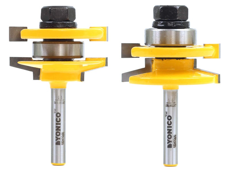 YONICO Cabinet Door Rail and Stile Router Bits Set 2 Bit Bevel 14Inch Shank 12247q