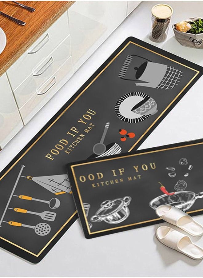 Arabest 2-Piece Geometric Pattern Kitchen Floor Mat Set Black  - Image 5