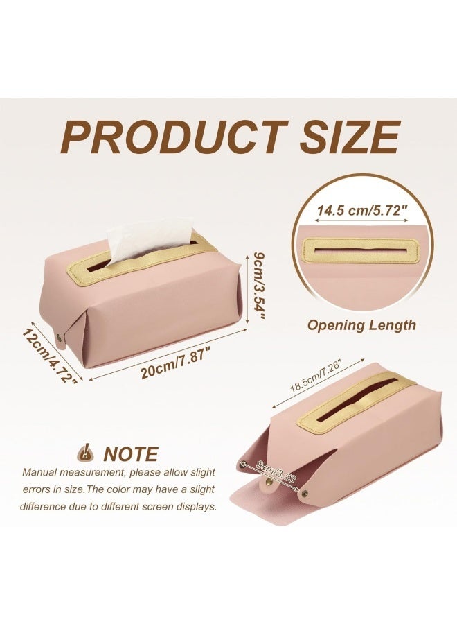 Tissue Box Cover Handkerchief Box, Waterproof PU Leather Rectangular Tissue Box Case Organizer Holder, Tissue Paper Holder for Living Room Kitchen Desktop（Pink） - Image 2