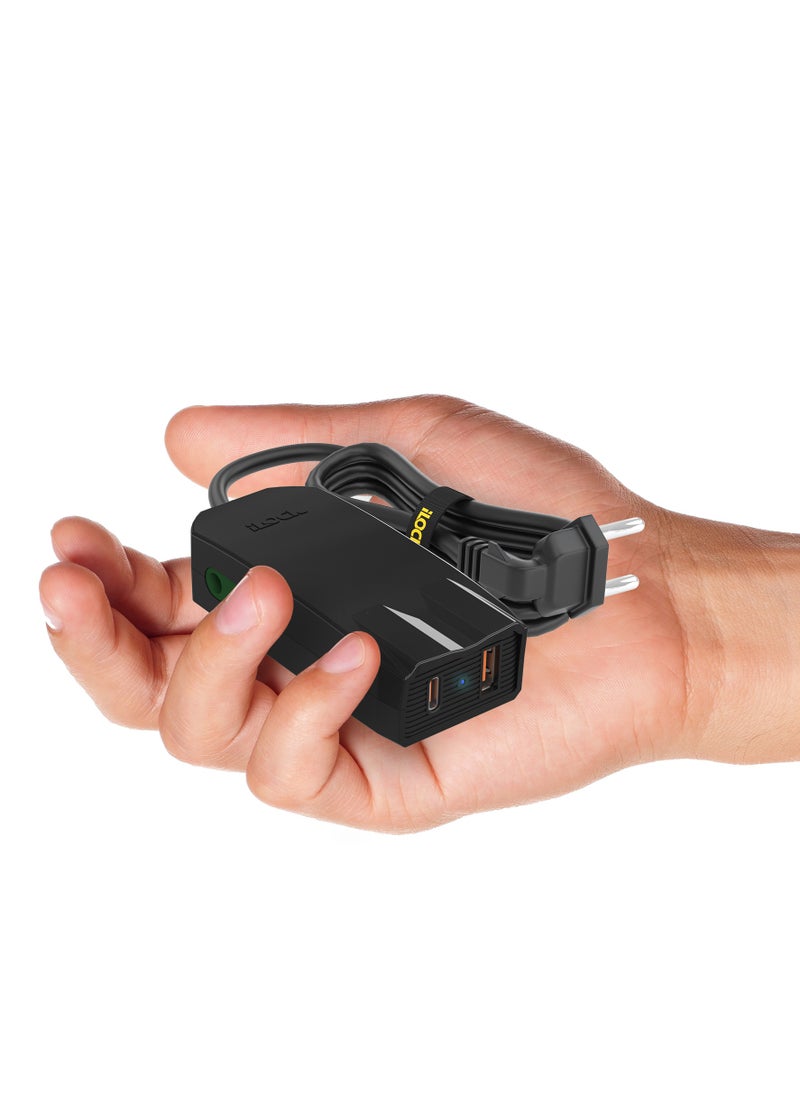 iLOCK Mini Charger PRO | Dual Port (Type-C & Type-A) + 2 Outlets | Fast Charging  1.5m  - Image 3