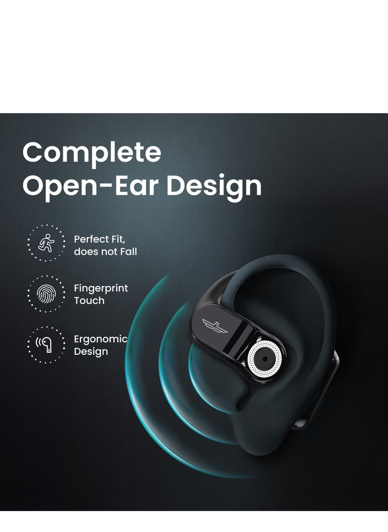 Brave - Open Ear Bluetooth Headphones V5.4 with Air Conduction Technology, Dual Dynamic Drivers, 24-Hour Playtime, Intelligent Touch Control, Lightweight & Comfortable for Sports, Compatible with Android & iPhone, Wireless Earbuds with Superior Sound Quality and Safety Features - Image 1