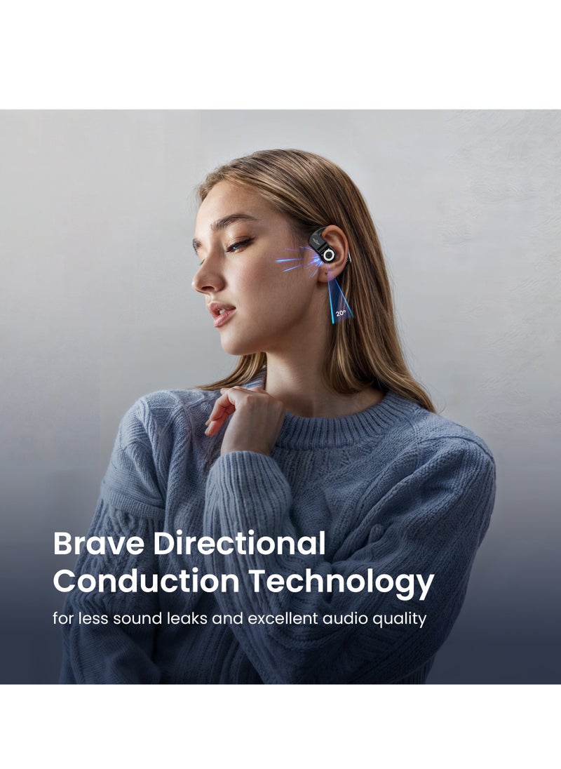 Brave - Open Ear Bluetooth Headphones V5.4 with Air Conduction Technology, Dual Dynamic Drivers, 24-Hour Playtime, Intelligent Touch Control, Lightweight & Comfortable for Sports, Compatible with Android & iPhone, Wireless Earbuds with Superior Sound Quality and Safety Features - Image 1