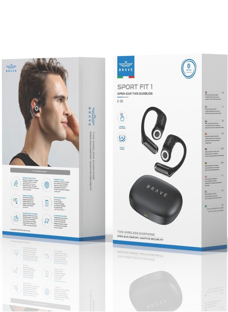 Brave - Open Ear Bluetooth Headphones V5.4 with Air Conduction Technology, Dual Dynamic Drivers, 24-Hour Playtime, Intelligent Touch Control, Lightweight & Comfortable for Sports, Compatible with Android & iPhone, Wireless Earbuds with Superior Sound Quality and Safety Features - Image 1