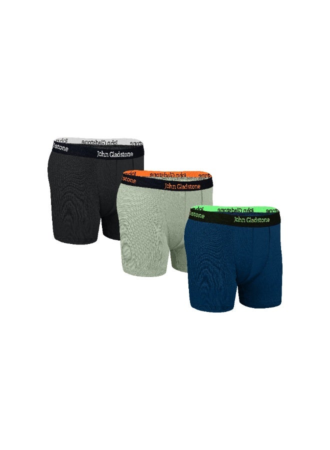 John Gladstone Boys Boxer Plain Outer Elastic 3 Pcs - Image 1