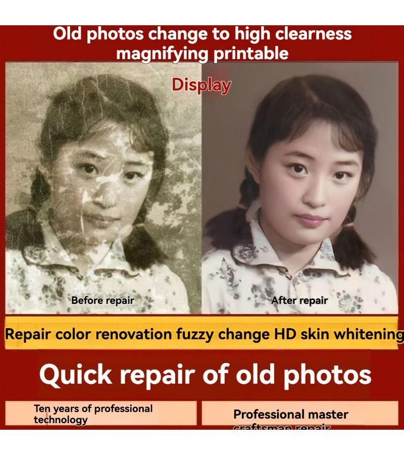 Professional Old Photo Restoration Service High Definition Renovation Upgrade Repair 6 Inch 1 Piece Nostalgic Gift For Christmas Valentine Mother Father - Image 1
