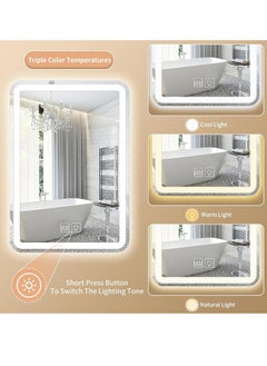 Rightsure Backlit LED Bathroom Vanity Mirror, 3-Color Temperture,CRI 90+, IP54 Waterproof, Anti-Fog Circle Dimmable Wall Mounted Mirror, Makeup Mirror with Lights (Rectangular vertical section 70 * 50cm)  - Image 3
