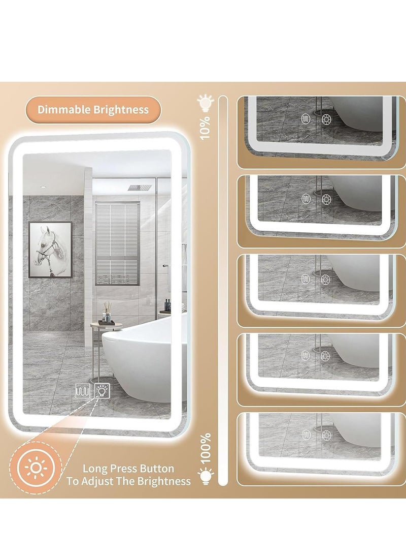 Rightsure Backlit LED Bathroom Vanity Mirror, 3-Color Temperture,CRI 90+, IP54 Waterproof, Anti-Fog Circle Dimmable Wall Mounted Mirror, Makeup Mirror with Lights (Rectangular vertical section 70 * 50cm)  - Image 4