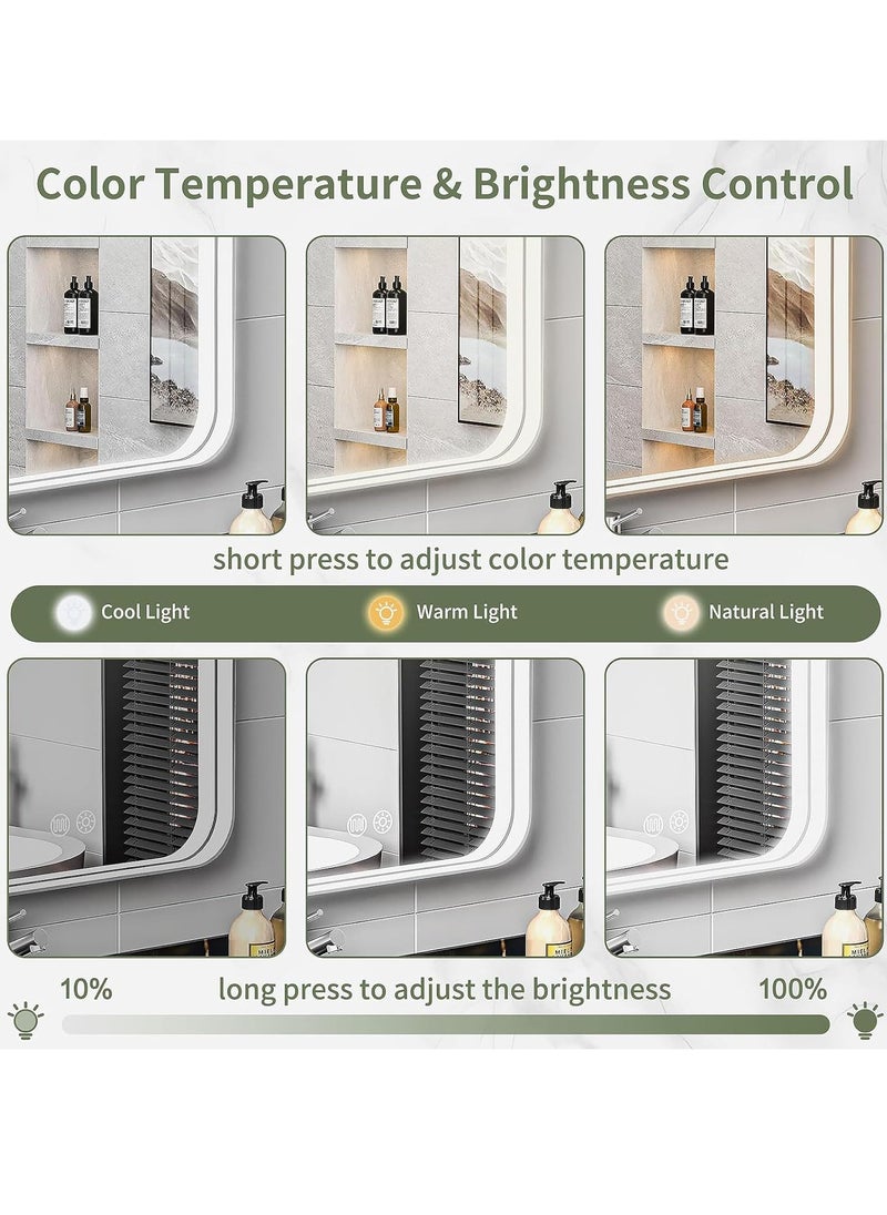 Rightsure Backlit LED Bathroom Vanity Mirror, 3-Color Temperture,CRI 90+, IP54 Waterproof, Anti-Fog Circle Dimmable Wall Mounted Mirror, Makeup Mirror with Lights (Rectangular vertical section 70 * 50cm)  - Image 5