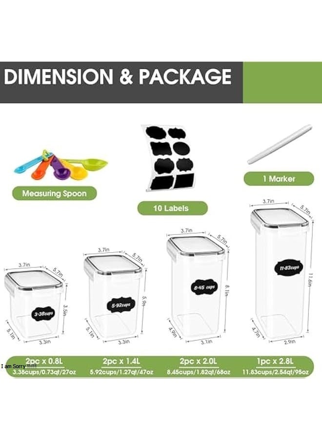 جرين تايجر حاويات تخزين طعام محكمة الإغلاق - مجموعة حاويات تخزين الحبوب والأطعمة الجافة من Wildone، مكونة من 7 قطع مع أغطية سهلة الإغلاق، لتنظيم وتخزين مؤن المطبخ - Image 2