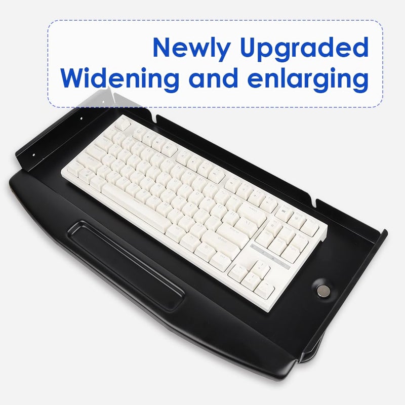 Lumclaw Under Desk Mounted Keyboard Tray Steel Keyboard Tray Under Desk Slide with Rotational Mouse Platform Office - Image 5