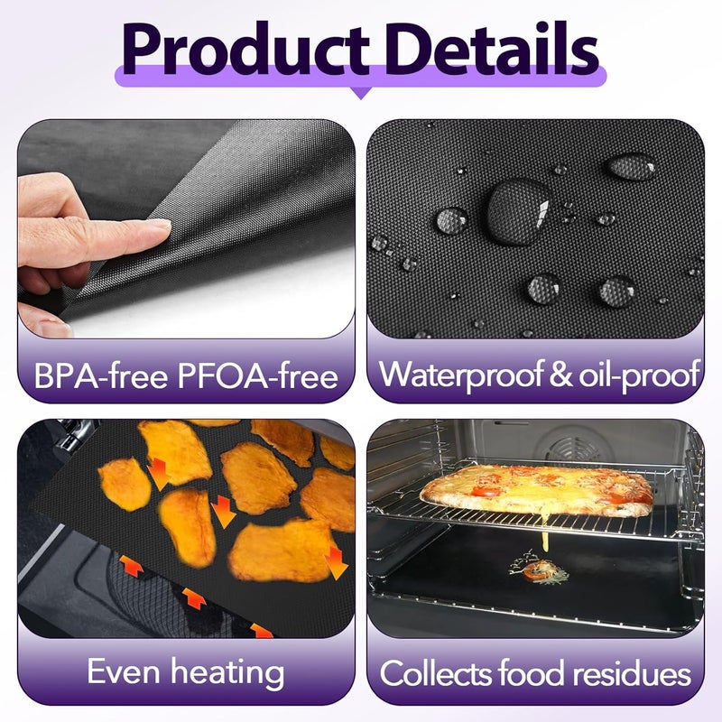 chaseroad 8 PCS Toaster Oven Liner for Nuwave Bravo Air Fryer Toaster Smart Oven, Reusable Teflon Liner, Air Fryer Accessories for Nuwave 12-in-1 30-QT XL Capacity Countertop Convection Oven - Image 3