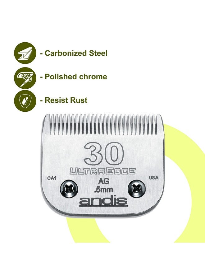 Andis Ultraedge Detachable Clipper Blade for Pet Groomers: Crome Finish, Rust Resists, Easy Use, Secure Fit - Size 30 (0.5 mm) - Image 2