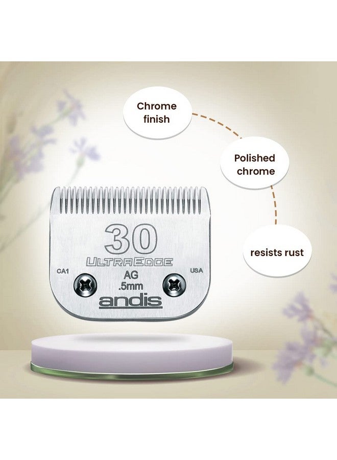 Andis Ultraedge Detachable Clipper Blade for Pet Groomers: Crome Finish, Rust Resists, Easy Use, Secure Fit - Size 30 (0.5 mm) - Image 4