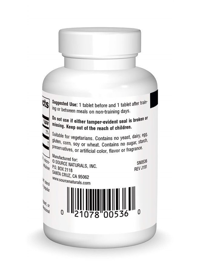 Source Naturals جاما أوريزانول، مكمل غذائي من سلسلة Athletic Series مناسب للنباتيين، 60 مجم - 200 قرص - Image 2