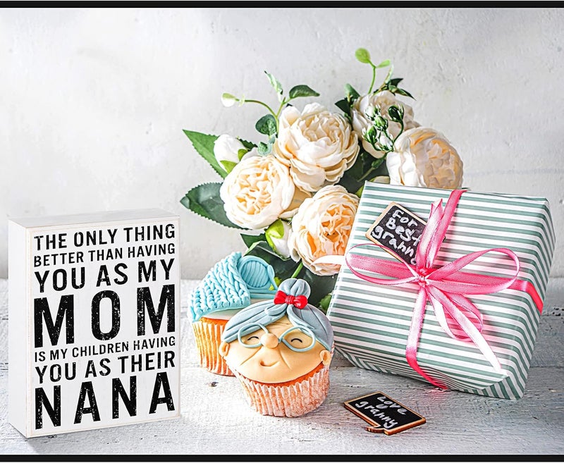 Qunclay Qunclay Nana Sign Mother Gift The Only Thing Better Than Having You as My Mom is My Children Having You as Their Nana 51 x 67 Wood Box Sign Plaque Farmhouse Wooden Christmas Decorative for Home  - Image 4