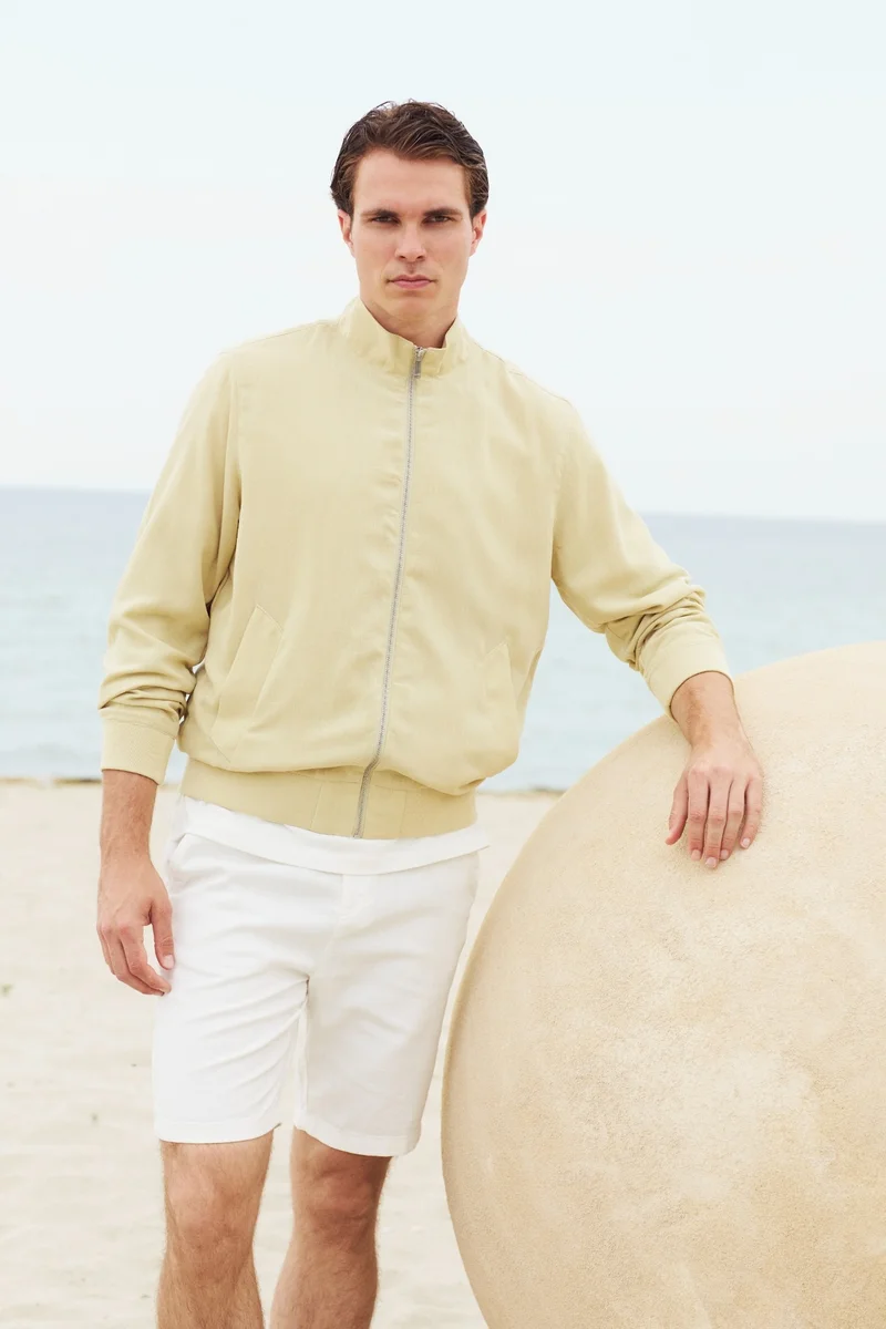 Regular Fit High Neck Zip-Up Jacket