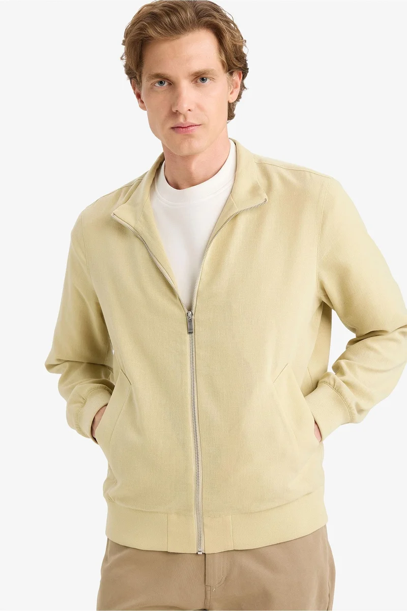 Defacto  Regular Fit High Neck Zip-Up Jacket for Men | Best Price UAE