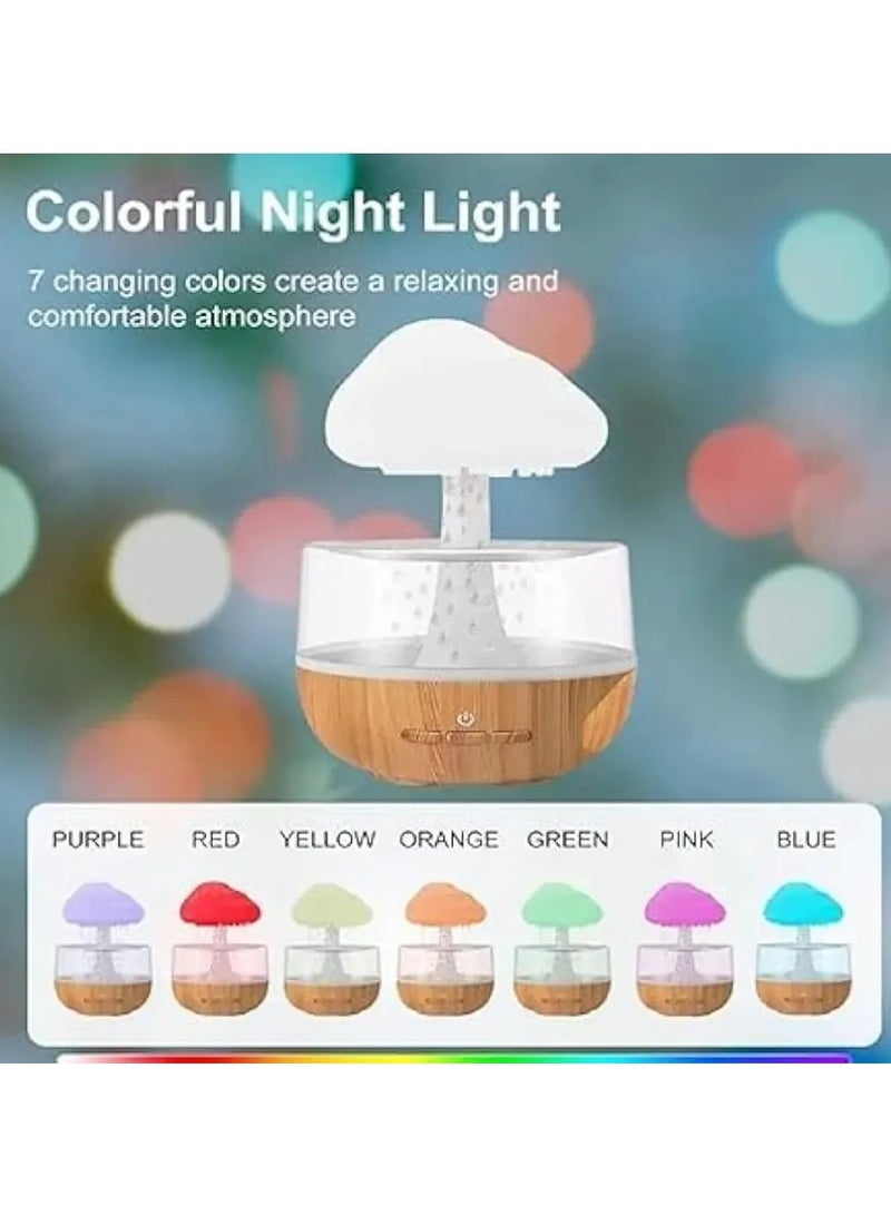 مرطب هواء على شكل سحابة مطر من مينسال، اضاءة ليلية RGB للعلاج بالروائح العطرية، موزع روائح الزيوت العطرية، 7 اضواء ملونة للاسترخاء وصوت قطرة ماء لغرفة النوم .. - Image 4