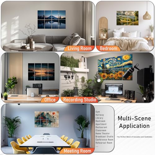 FurnoFlexArt Acoustic Panels Tiles Decorative Room Sound Proof Foam Absorbing Panels Noise Dampening Canceling Reducing Blocker for Walls(Starry Lake) - Image 5